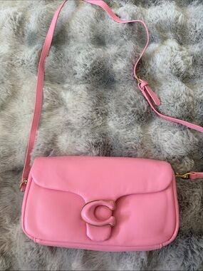 Coach Pink TabbyLeather Crossbody Bag with Gold 'C' Accent